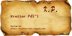 Kretter Pál névjegykártya